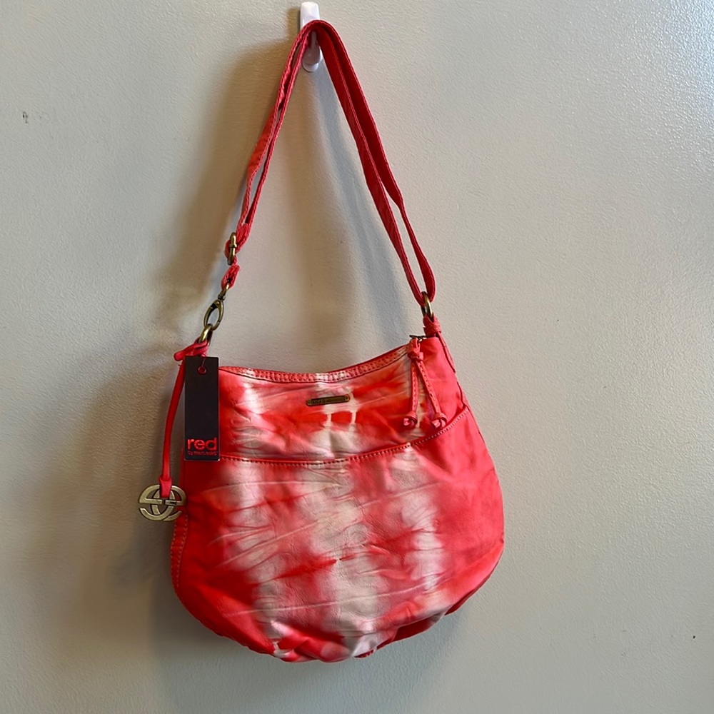 NWT Red by Marc Ecko purse hobo bag shoulder tie dye salmon red bright orange